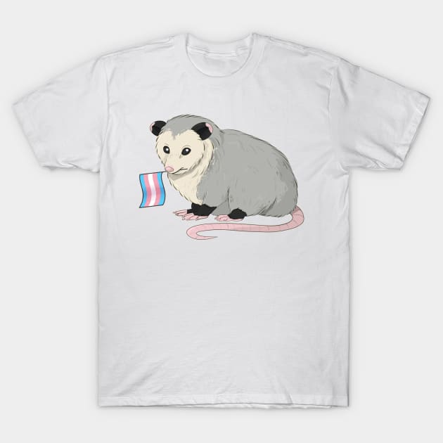 Transgender Pride Opossum T-Shirt by celestialuka